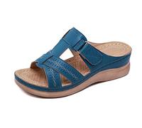 Aoguaro Women Sandals Slope Heel Thick Bottom Fish Mouth Open Toe Summer Slippers Comfortable Orthopedic Sandals Plus Size Wide Fit, for Daily Casual Wear