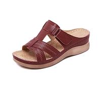 Aoguaro Women Sandals Slope Heel Thick Bottom Fish Mouth Open Toe Summer Slippers Comfortable Orthopedic Sandals Plus Size Wide Fit, for Daily Casual Wear