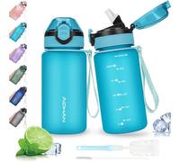 AOHAN 600ML Water Bottle with Leak Proof Flip Top Lid, BPA Free Sport Drinking Bottle with Straw, Dishwasher Safe Water Bottle Non-Toxic Water Jug with Carrying Strap