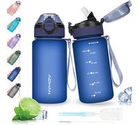 AOHAN 600ML Water Bottle with Leak Proof Flip Top Lid, BPA Free Sport Drinking Bottle with Straw, Dishwasher Safe Water Bottle Non-Toxic Water Jug with Carrying Strap
