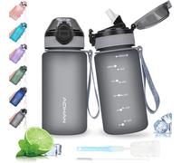 AOHAN 600ML Water Bottle with Leak Proof Flip Top Lid, BPA Free Sport Drinking Bottle with Straw, Dishwasher Safe Water Bottle Non-Toxic Water Jug with Carrying Strap