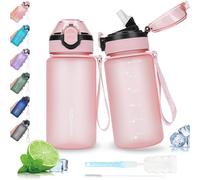 AOHAN 600ML Water Bottle with Leak Proof Flip Top Lid, BPA Free Sport Drinking Bottle with Straw, Dishwasher Safe Water Bottle Non-Toxic Water Jug with Carrying Strap