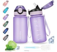 AOHAN 600ML Water Bottle with Leak Proof Flip Top Lid, BPA Free Sport Drinking Bottle with Straw, Dishwasher Safe Water Bottle Non-Toxic Water Jug with Carrying Strap