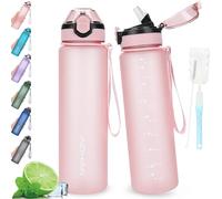 AOHAN Water Bottle 1L with Leak Proof Flip Top Lid, BPA Free Sport Drinking Bottle with Straw, Dishwasher Safe Water Bottle Non-Toxic Water Jug with Carrying Strap