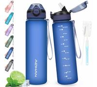 AOHAN Water Bottle 1L with Leak Proof Flip Top Lid, BPA Free Sport Drinking Bottle with Straw, Dishwasher Safe Water Bottle Non-Toxic Water Jug with Carrying Strap