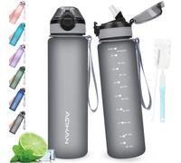 AOHAN Water Bottle 1L with Leak Proof Flip Top Lid, BPA Free Sport Drinking Bottle with Straw, Dishwasher Safe Water Bottle Non-Toxic Water Jug with Carrying Strap