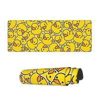 AoHanan Large Mouse Pad Yellow Cute Ducky Gaming Mousepad Extended Keyboard Mouse Mat Desk Pad Non-Slip Stitched Edge Rubber Table Mat,31.5 X 11.8 Inch