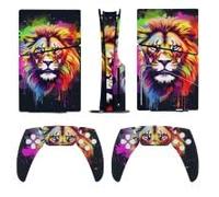 AoHanan Sticker for PS5 Slim Disc Skin Painting Lion Skin Console Controller Accessories Cover Skins Anime Vinyl Cover Sticker Full Set Only for Playstation5 Slim Disk Edition