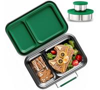 AOHEA Stainless Steel Bento Box for Kids and Adults - 2 Compartment Lunch Box with 2 Containers - BPA-Free, Easy to Clean, Versatile