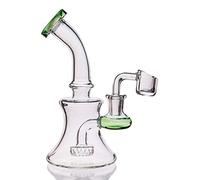 Aoheuo Mini Glass Water Pipes 6 Inch Recycler Dab Rigs Smoking Pipe Percolator Glass Bong with 14mm Banger Nail (green)
