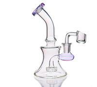 Aoheuo Mini Glass Water Pipes 6 Inch Recycler Dab Rigs Smoking Pipe Percolator Glass Bong with 14mm Banger Nail (purple)