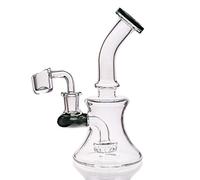 Aoheuo Mini Glass Water Pipes 6 Inch Recycler Dab Rigs Smoking Pipe Percolator Glass Bong with 14mm Banger Nail (black)