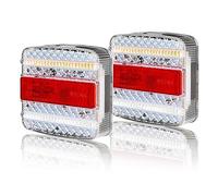 AOHEWEI 12/24V LED Rear Trailer Lights, 2Pcs Trailer Led Tail Lights, Brake Position Lamp Dynamic Turn Signal License Plate Light Reflector for RV Caravan Tractor Truck Van Lorry E-mark