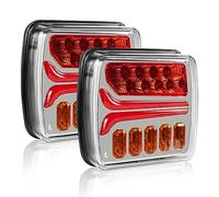 AOHEWEI 12/24V LED Rear Trailer Lights, 2Pcs Trailer Tail Lights Waterproof, Brake Position Lamp Dynamic Turn Signal License Plate Light for RV Caravan Tractor Truck Van Lorry E-mark