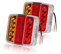 AOHEWEI 2Pcs Trailer Rear Tail Lights 18LEDs 12V Turn Stop Lights Reflector License Plate Light IP67 Waterproof Mutil-Function Trailer Truck Caravan Van Boat Lamp E-Mark