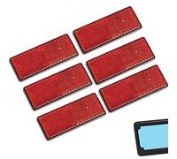 AOHEWEI 6 x Self Adhesive Reflectors Rectangular Stick-on Reflectors Red Safety Rear Reflective for Gate Posts Fence Trailer Caravan ECE Approval