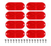 AOHEWEI 8 Pack Oval Red Reflectors Self Adhesive or Screw on Safety Reflectors, E Approved Cat's Eye Reflectors For Gate Posts Trailer Motorcycle Caravan Truck