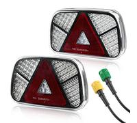 AOHEWEI Trailer Tail Lights Kit 12V/24V Waterproof Turn Signal/Brake/Tail/Reverse/Fog/Reflector Light with 2pcs 30cm Long 6 Core Cable for Lorry Caravan Truck Van Tractor