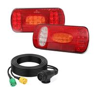 AOHEWEI Trailer Tail Lights Kit 12V/24V Waterproof Turn Signal Brake Tail Reverse Fog Reflector with 13 Pin Plug 5.5m Long 5 Core Cable for Lorry Caravan Truck Van Tractor