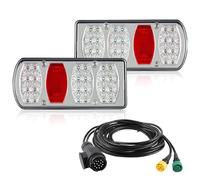 AOHEWEI Trailer Tail Lights Kit 12V/24V Waterproof Turn Signal/Brake/Tail/Reverse/Fog/Reflector with 13 Pin Plug 5.5m Long 5 Core Cable for Lorry Caravan Truck Van Tractor