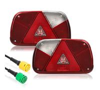 AOHEWEI Trailer Tail Lights Kit 12V Waterproof Rear Turn Signal Brake Reverse Fog Light Reflector with 2pcs 30cm Long 6 Core Cable for Lorry Caravan Truck Van Tractor