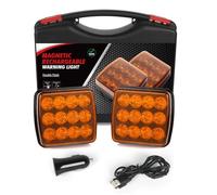 AOHEWEI Wireless LED Warning Lights Amber, 12 V/24 V Magnet Rear Warning Flashing Lights, Rechargeable Emergency Strobe Lights for Truck Vehicle