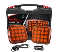 AOHEWEI Wireless LED Warning Lights Kit, 12V/24V 5 Modes Rechargeable Magnetic Hazard Flashing Lights, Amber Emergency Strobe Lamp for Truck Tractor Bus Vehicle