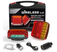 AOHEWEI Wireless Trailer Rear Lights Magnetic LED Towing Tail Lights Set, 12V Rechargeable Cable Free Lamps E11 Approved Waterproof for Lorry, Caravan, Truck