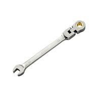 Aohhy Flexible Head Ratchet Spanner 11mm Cr-V Steel Forged Combination Spanner, 72 Tooth Gear System Flexible Head and Open End Combination Wrench with Grey Nickle Plated