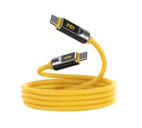 AOHI USB4 2.0 Cable with LED Display 6.6ft, 240W PD3.1 Fast Charging, 80Gbps Data Transfer, Dual 8K Display, The Future Adonis USB C Cable for MacBook Pro/iPhone 17 Pro Max/Galaxy/SSD/Docking, Yellow