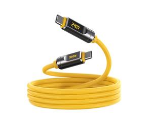 AOHI USB4 2.0 Cable with LED Display 6.6ft, 240W PD3.1 Fast Charging, 80Gbps Data Transfer, Dual 8K Display, The Future Adonis USB C Cable for MacBook Pro/iPhone 17 Pro Max/Galaxy/SSD/Docking, Yellow