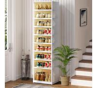 AOHMPT Shoe Box Foldable Storage Box Installation-free Clear Plastic Stackable Shoe Storage Cabinet Shoe Organizer Shoe Container Box with Lids Large Size Shoe Rack (9 layers single row)