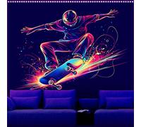 AOHMPT Skateboard Blacklight Tapestry,UV Reactive Sports Poster79L x 59W