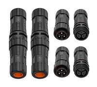AOHUA M20 Waterproof 3 Pin Connector IP68 Outdoor Electrical Junction Box for Ø5.0-9.5mm wire Rang, 300V/15A, Male and Female Plug for Repairing Extension Cord (AH-M20-1502MMZ/FFZ02122)