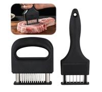 Aohyue 2 PCS Meat Tenderizer Tool, 48-Pin and 16-Pin Stainless Steel Ultra Sharp Needle Blades, Steak Tenderizer for Chicken, Beef, Pork, Fish, Lamb, Turkey, BBQ, Marinade - Black