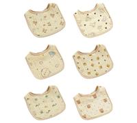 Aohyue 6 Pcs Baby Bibs Muslin, Soft Adjustable Drool Bibs, Square Design for Unisex, Newborn Bibs 0-6 Months, Infant Bib with Animal Motifs for Girls & Boys