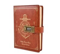 Aohyue Lockable Diary with Password, A5 Leather Journal with Lock, 224 Pages Ruled Notebook, Hardcover Writing Planner for Men & Women, Personal Work Organizer A5