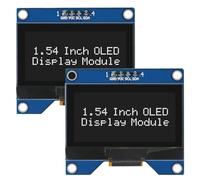 AOICRIE 2pcs 1.54 Inch OLED Module 12864 128x64 SSD1309 Driver IIC I2C Serial Interface Self-Luminous Display Board for Raspberry Pi 4 Pin White