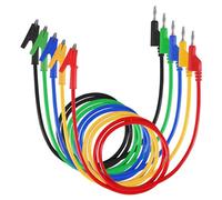 AOICRIE 5pcs Multimeter Test Leads 4mm Stackable Banana Plug to Alligator Clips Test Leads Crocodile Test Clamps Cables for Multimeter Electrical Testing