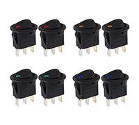 AOICRIE 8 Pcs 12V Switch, 3Pin 20A 12 Volt Small Switch Auto Switch 4 Color Led Rocker Switch Car Light Switches, DC Rocker Switch Round Automotive Illuminated Switch On Off Toggle Switch