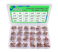 AOICRIE 960PCS Ceramic Capacitor Assortment Kit, 24 Types Capacitors Range 2pf to 0.1uf with Storage Box for Hobby Electronics, Audio-Video and Car Repair