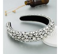 AOICXB Baroque Retro Rhinestone Hair Band Wide Bridal Hair Band Crystal Bridal Headpiece Bridal Headpiece for Girl Beauty Headpiece (White)