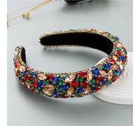 AOICXB Baroque Retro Rhinestone Hair Band Wide Bridal Hair Band Crystal Bridal Headpiece Bridal Headpiece for Girl Beauty Headpiece (Multi-Colored)