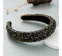 AOICXB Baroque Retro Rhinestone Hair Band Wide Bridal Hair Band Crystal Bridal Headpiece Bridal Headpiece for Girl Beauty Headpiece (Black)