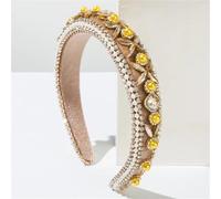 AOICXB Baroque Retro Rhinestone Headband Wide Headband Hair Band Crystal Bridal Headpiece Bridal Headpiece for Girl Beauty Headpiece (Yellow)