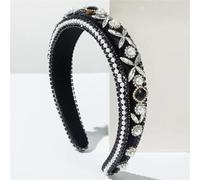 AOICXB Retro Baroque Headband Rhinestone Wide Hair Band Crystal Wedding Headpiece Girls Wedding Beauty Headpiece (Black)