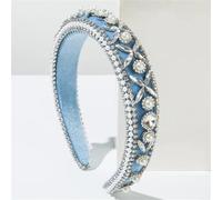AOICXB Retro Baroque Headband Rhinestone Wide Hair Band Crystal Wedding Headpiece Girls Wedding Beauty Headpiece (Blue)