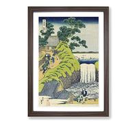 Aoigaoka Waterfall in The Eastern Capital by Katsushika Hokusai Framed Print | A2 Walnut Framed Wall Art | Ready to Hang | Asian Landscape Picture | Living Room Bedroom Lounge Office