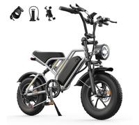 AOIHO Electric Bikes, Electric Bikes for Adults with 48V 13Ah Battery 100KM Range, Full Suspension, 5 PAS LCD Display, 7 Speed, 16" x 4.0" All-Terrain Fat Tyre Electric Bike, E Bike for Men Womens