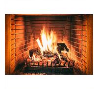 Aoihrraan 1,5x1m Burning Firewoods Photography Backdrop Vintage Brick Fireplace Blazing Fire Flaming Wood Background Camping Barbeques Winter Christmas Party Decoration Portrait Photo Studio Props